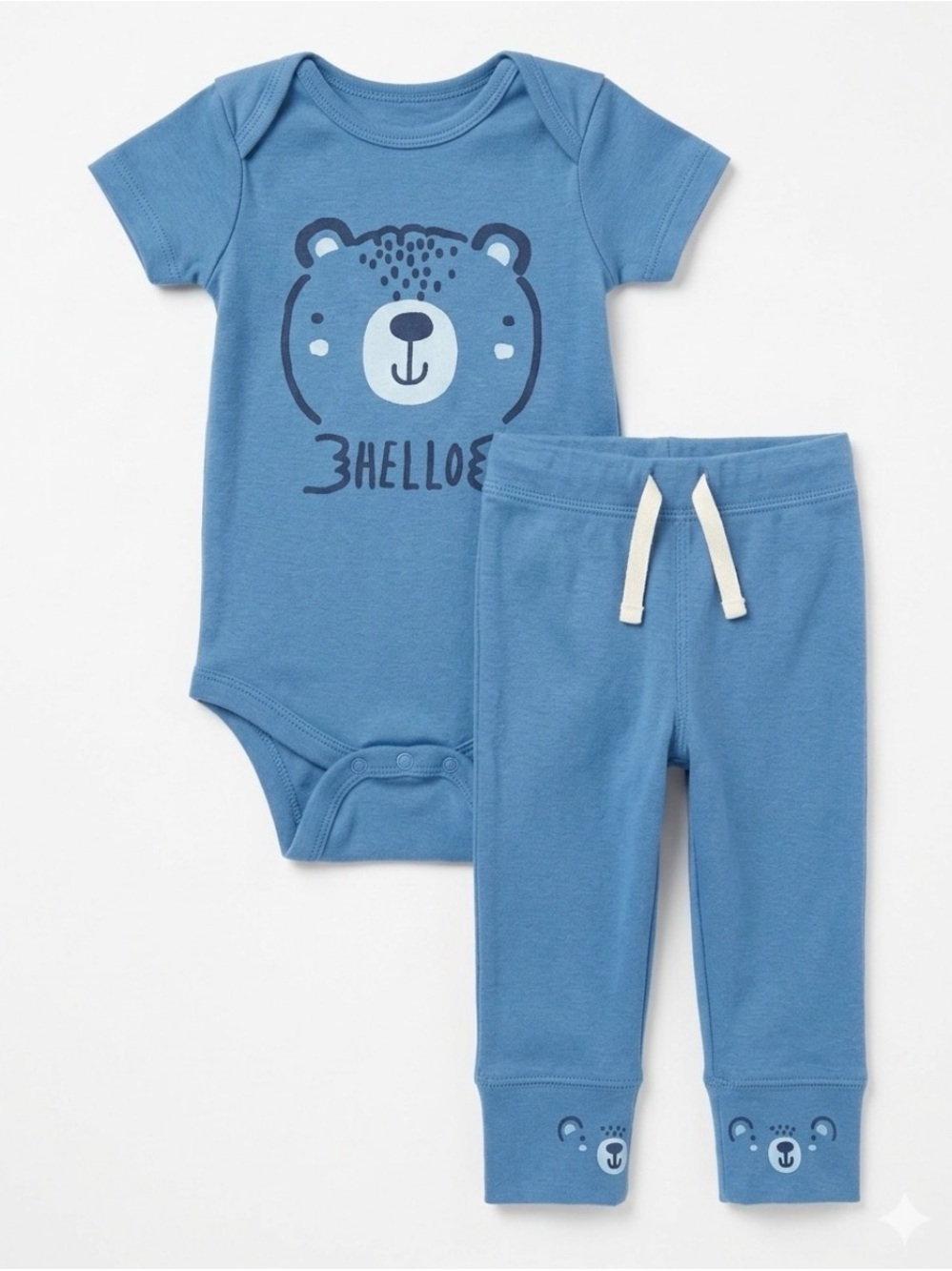 Gerber Blue Bear Short-Sleeve One-Piece with Matching Blue Pants